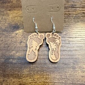 Wooden BIGFOOT  Earrings